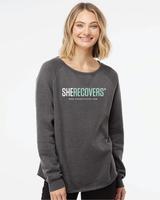 Feminine California Wave Wash Crewneck Sweatshirt